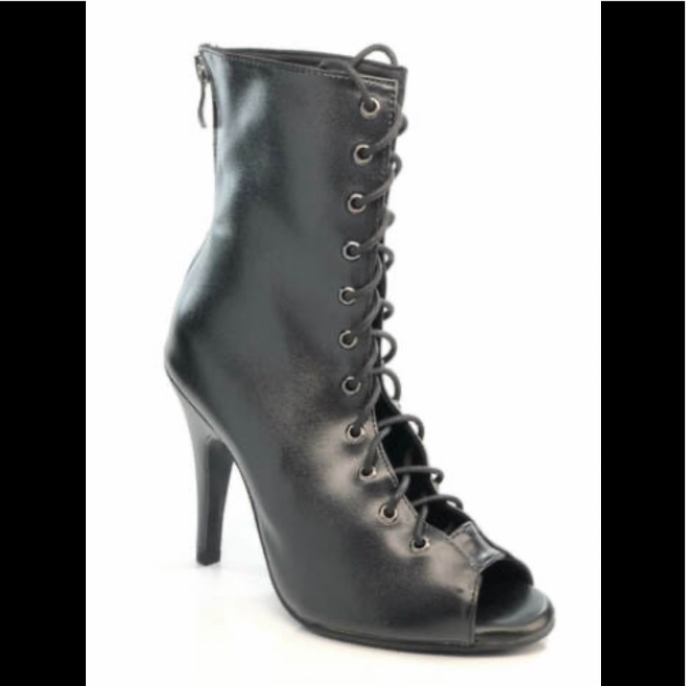 Burju black pleather stiletto dance heels